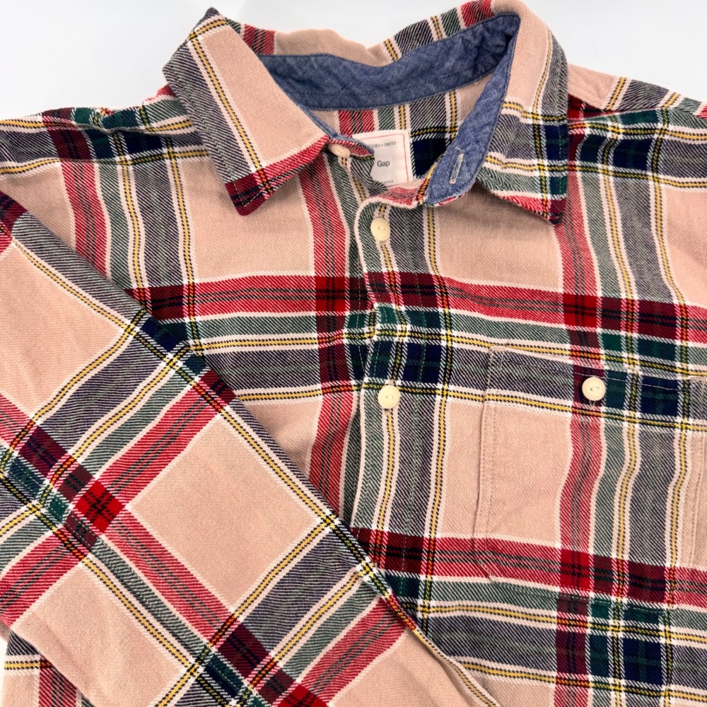 Gap Designed Crafted Mens Plaid Button Up Long Sleeve Shirt Large‎